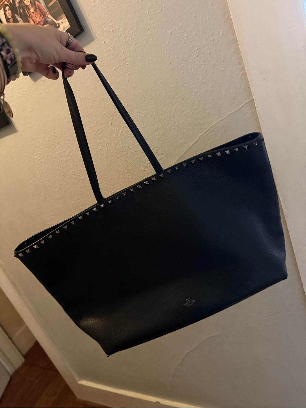 Valentino Garavani Black Studded Leather Tote